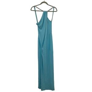 Nicole Bakti Halter‎ Maxi Gown Sky Blue Size Medium Old Money Formal Y2K Glam